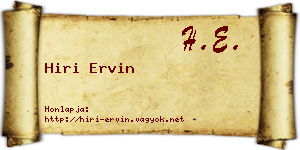 Hiri Ervin névjegykártya